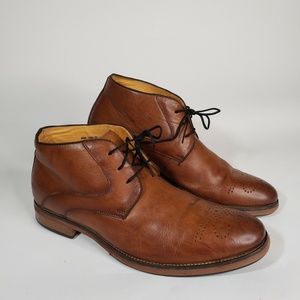 Florsheim Blaze Medallion Toe Chukka Boots Cognac Brown Size 9
